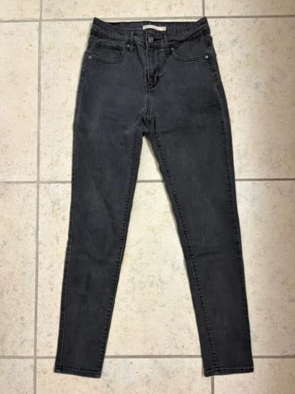LEVI'S 721 Women's High Rise Skinny Jeans W26 Black Gray Denim